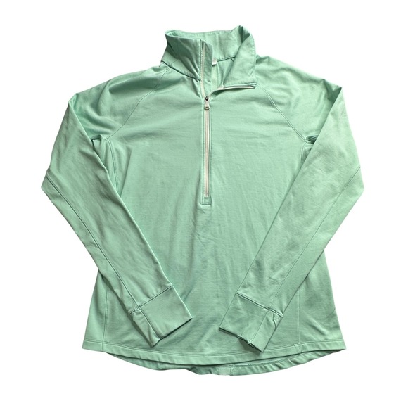 Under Armour ColdGear Pullover Womens Large Green Half Zip Fitted Athletic Top - Picture 1 of 12